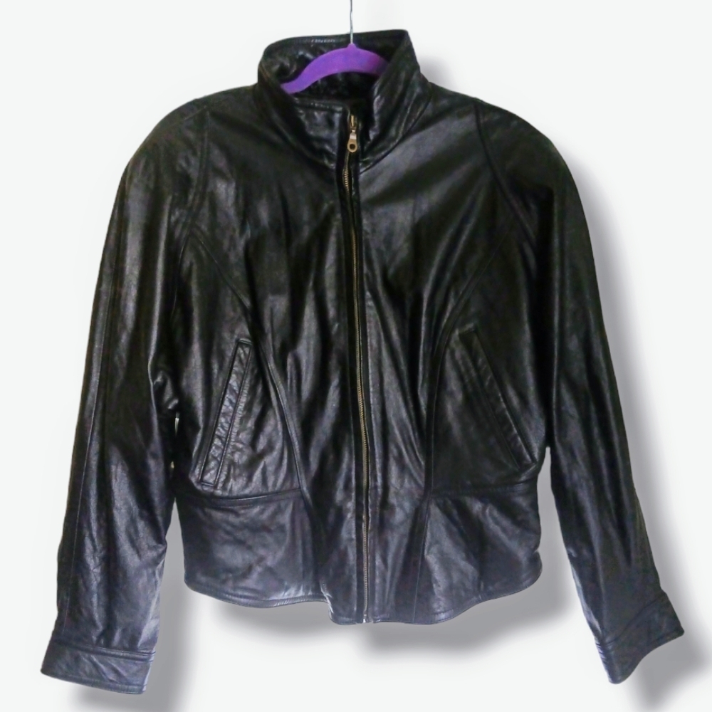 Leather jacket black size large